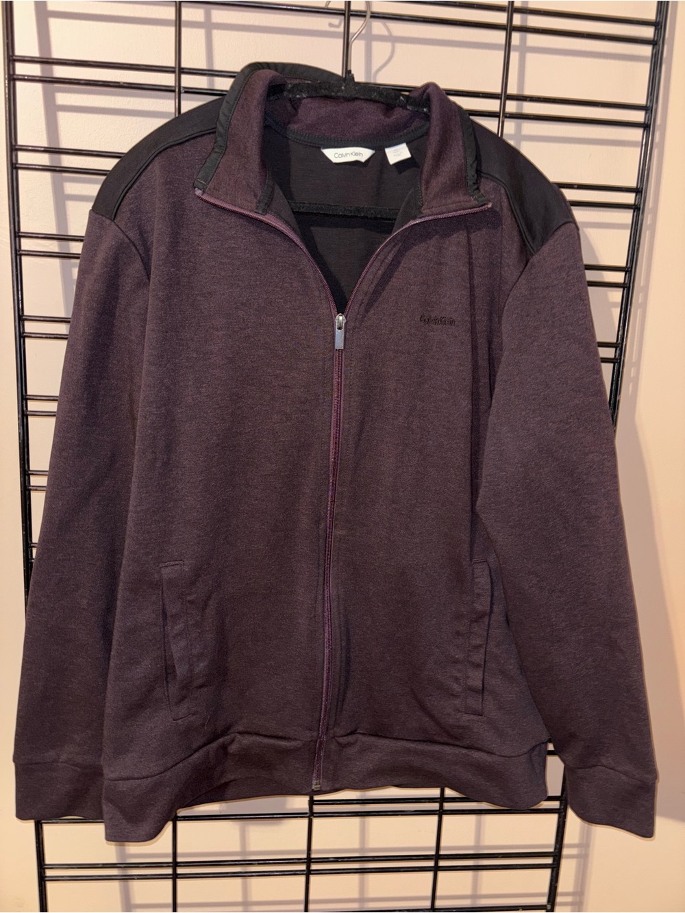 Calvin Klein Men's Full-Zip Jacket - Plum with Black Accents